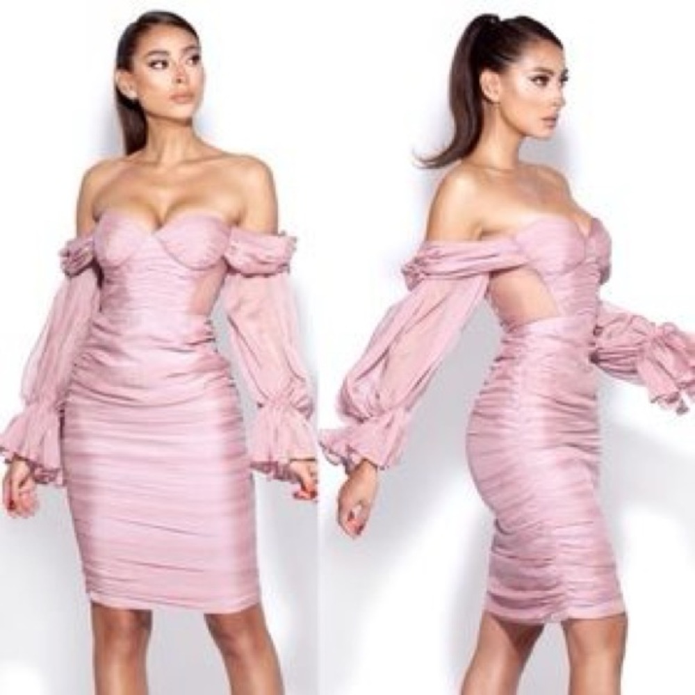 Elegant Pink Long Sleeve Dress